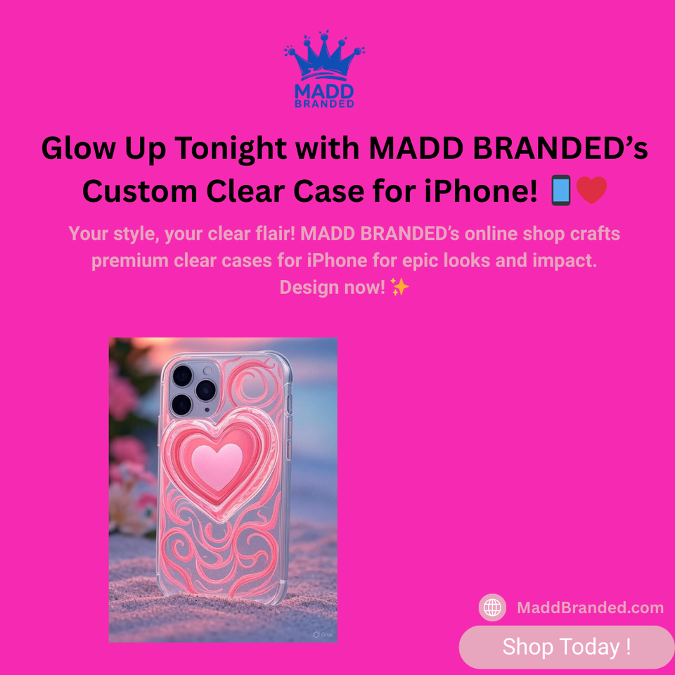 Glow with Charm Using MADD BRANDED’s Custom Clear iPhone Case with Cute Pink Design! 📱❤️
