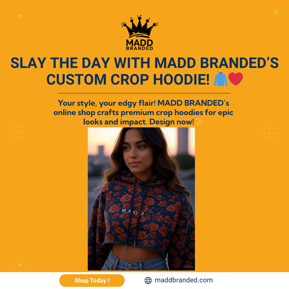 Slay the Day with MADD Branded’s Custom Crop Hoodie! 🧥❤️