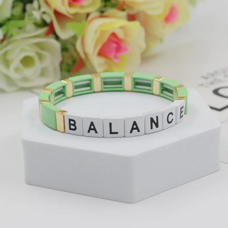 Personalized Bohemian Letter Enamel Elastic Bracelet