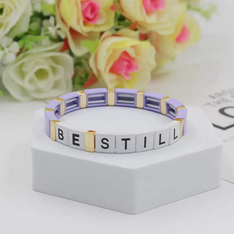 Personalized Bohemian Letter Enamel Elastic Bracelet