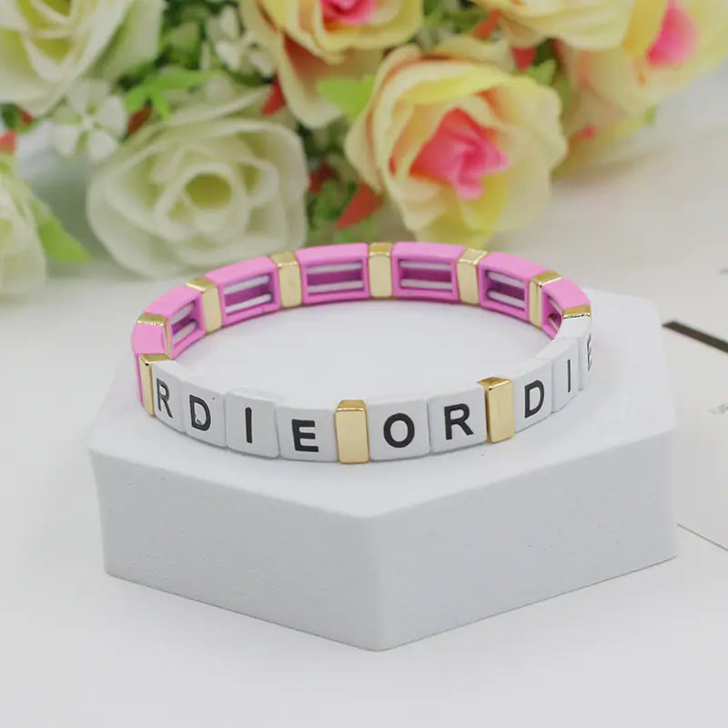 Personalized Bohemian Letter Enamel Elastic Bracelet