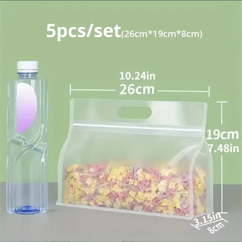  Reusable Leakproof Food Storage Bags – 5 Pack | Eco Kitchen Must-Have 