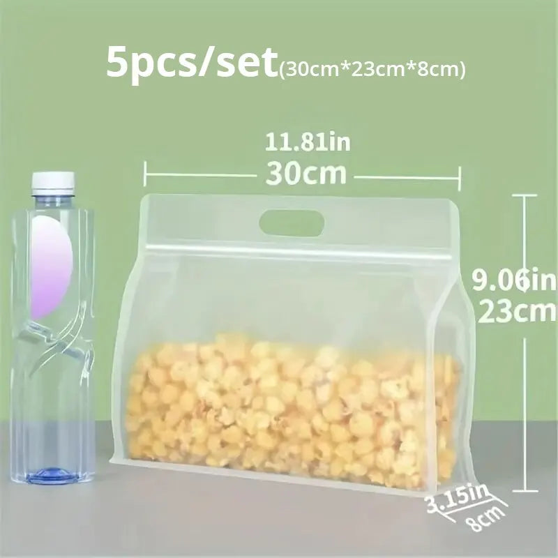 Reusable Leakproof Food Storage Bags – 5 Pack | Eco Kitchen Must-Have 